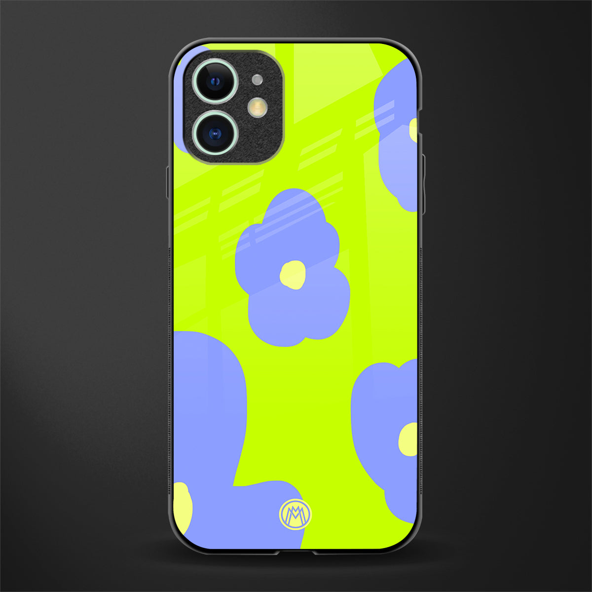 chartreuse arctic flowers glass case for iphone 12 image