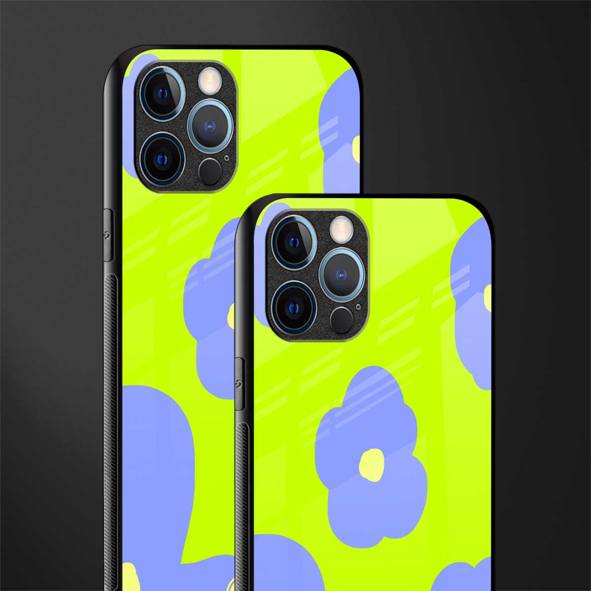 chartreuse arctic flowers glass case for iphone 12 pro max image-2