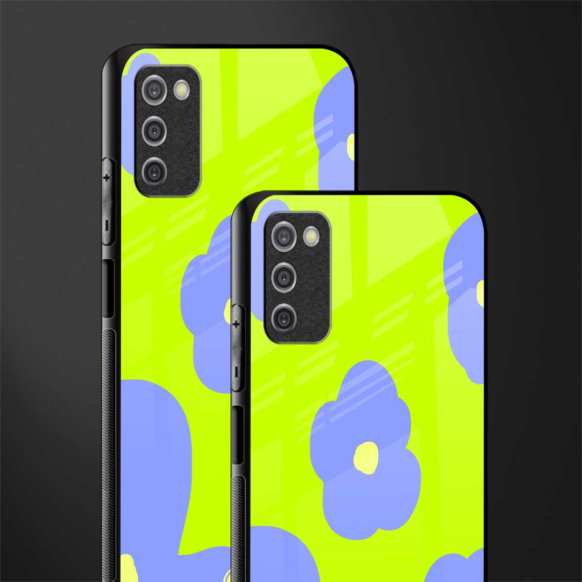 chartreuse arctic flowers glass case for samsung galaxy a03s image-2