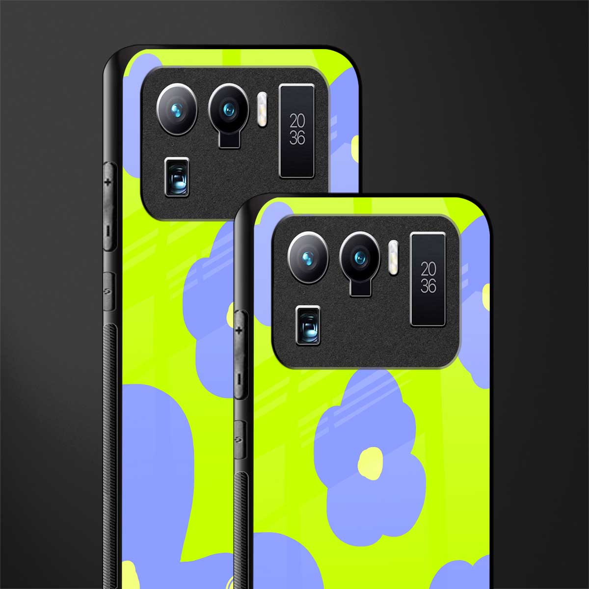 chartreuse arctic flowers glass case for mi 11 ultra 5g image-2