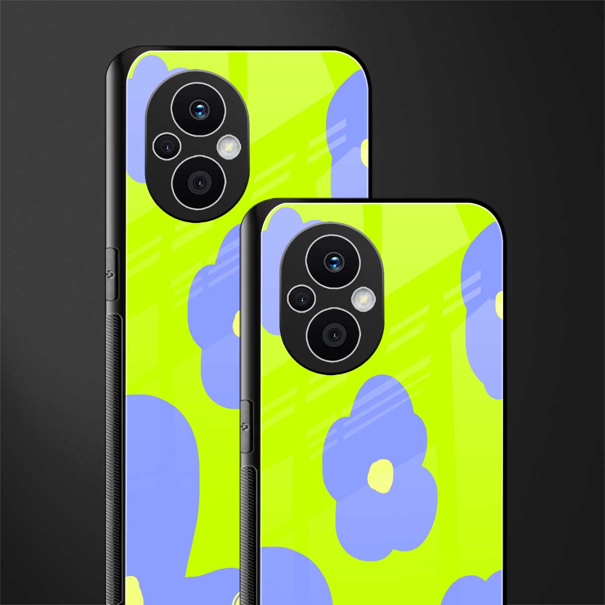 chartreuse arctic flowers back phone cover | glass case for oppo f21 pro 5g