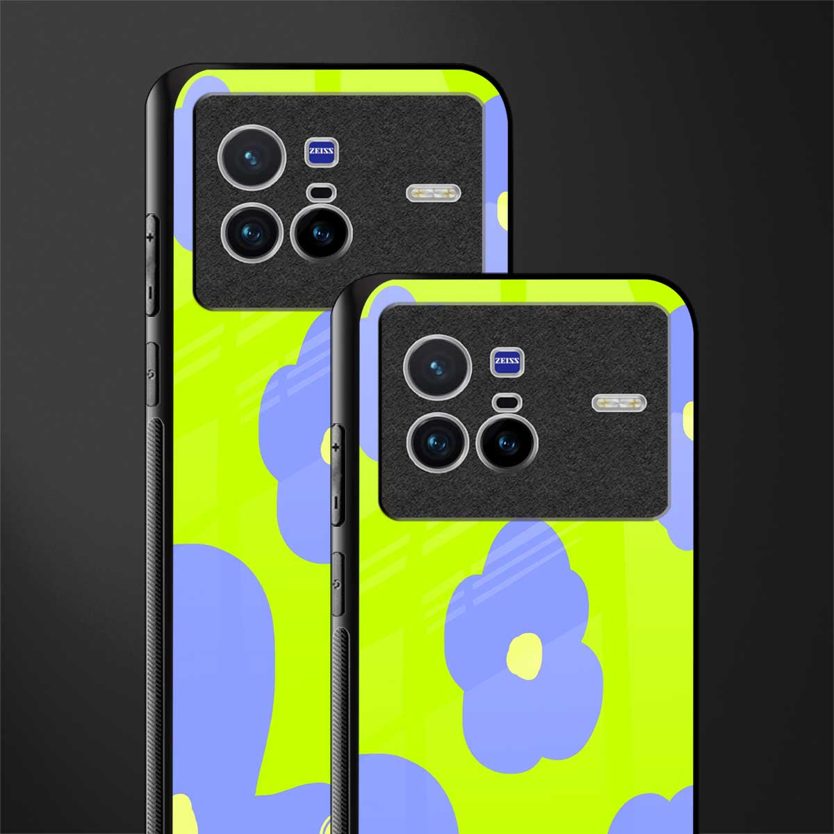 chartreuse arctic flowers glass case for vivo x80 image-2