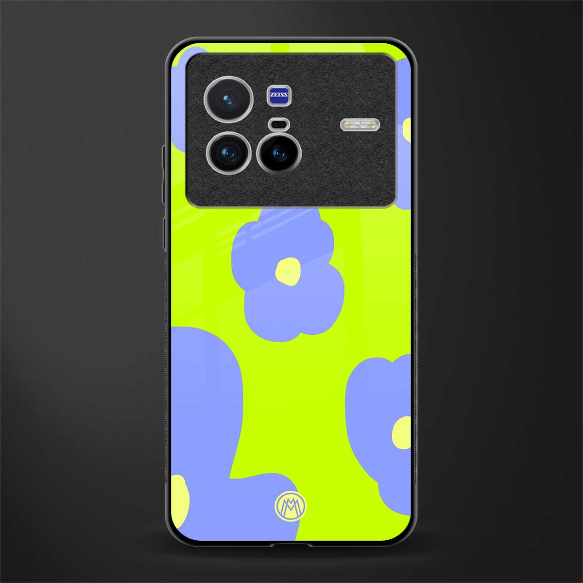 chartreuse arctic flowers glass case for vivo x80 image