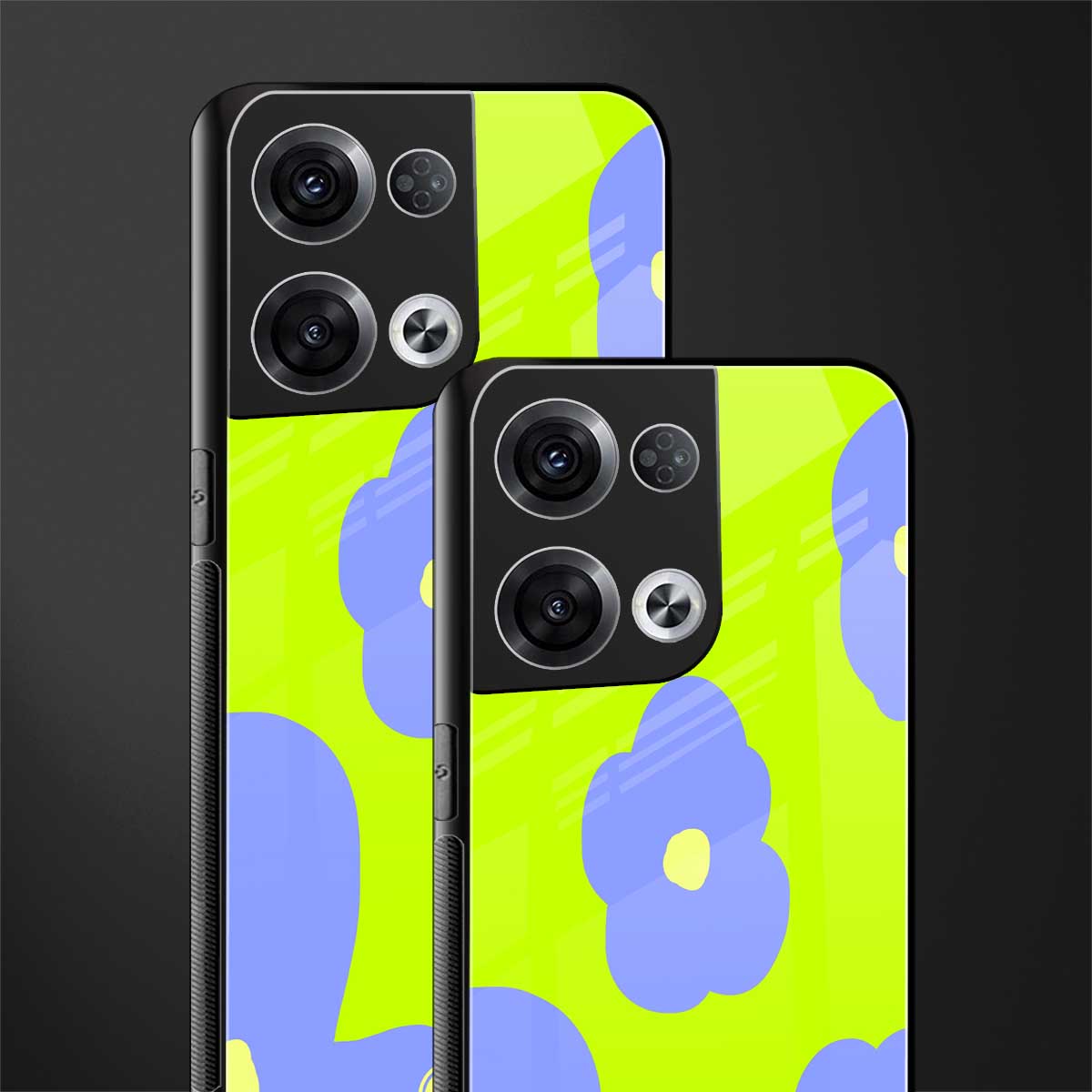 chartreuse arctic flowers back phone cover | glass case for oppo reno 8