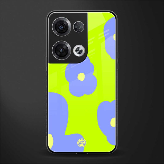 chartreuse arctic flowers back phone cover | glass case for oppo reno 8 pro