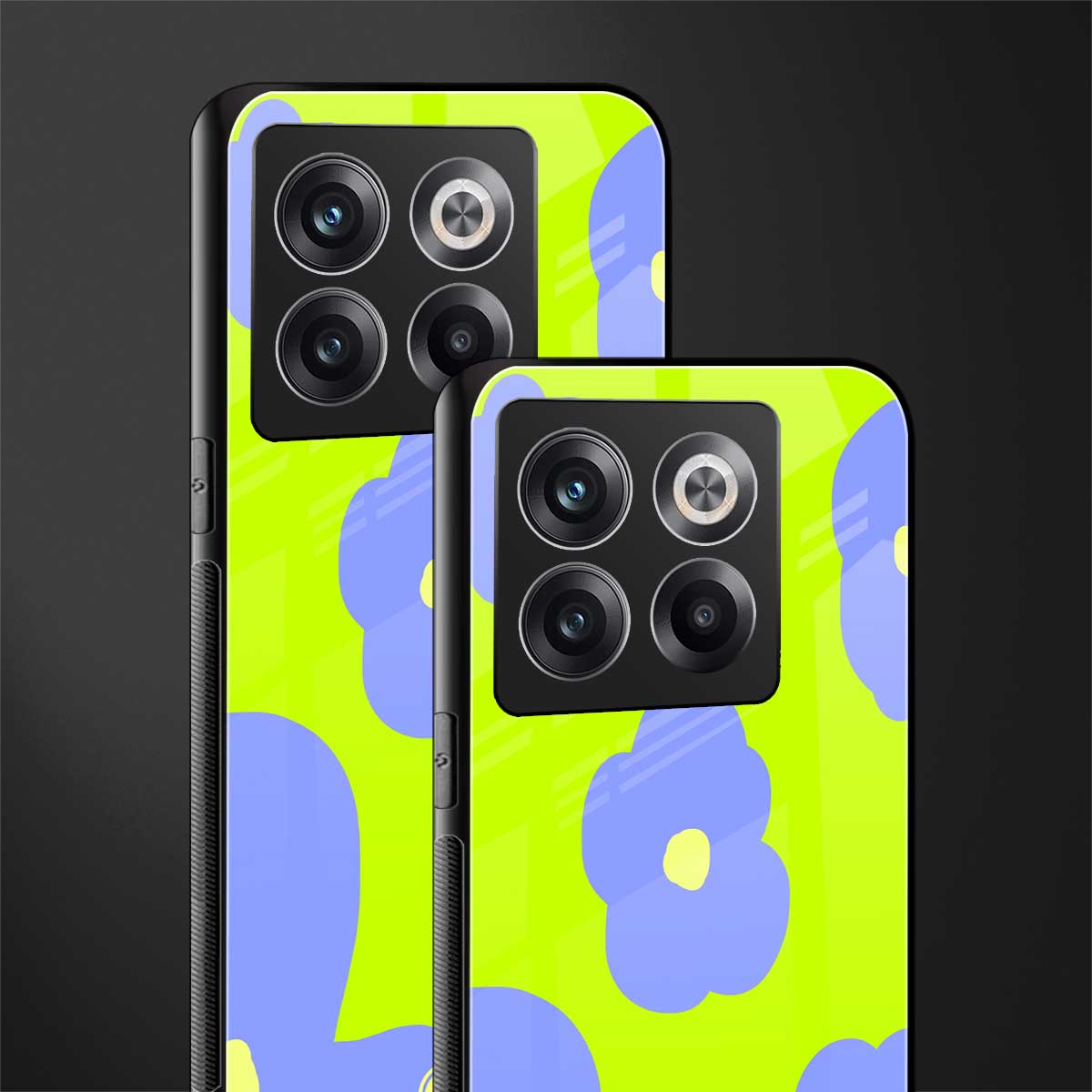 chartreuse arctic flowers back phone cover | glass case for oneplus 10t