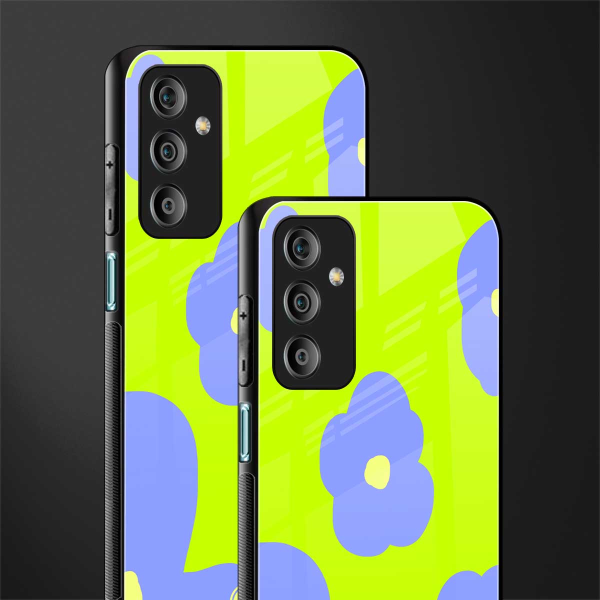 chartreuse arctic flowers back phone cover | glass case for samsung galaxy f23 5g