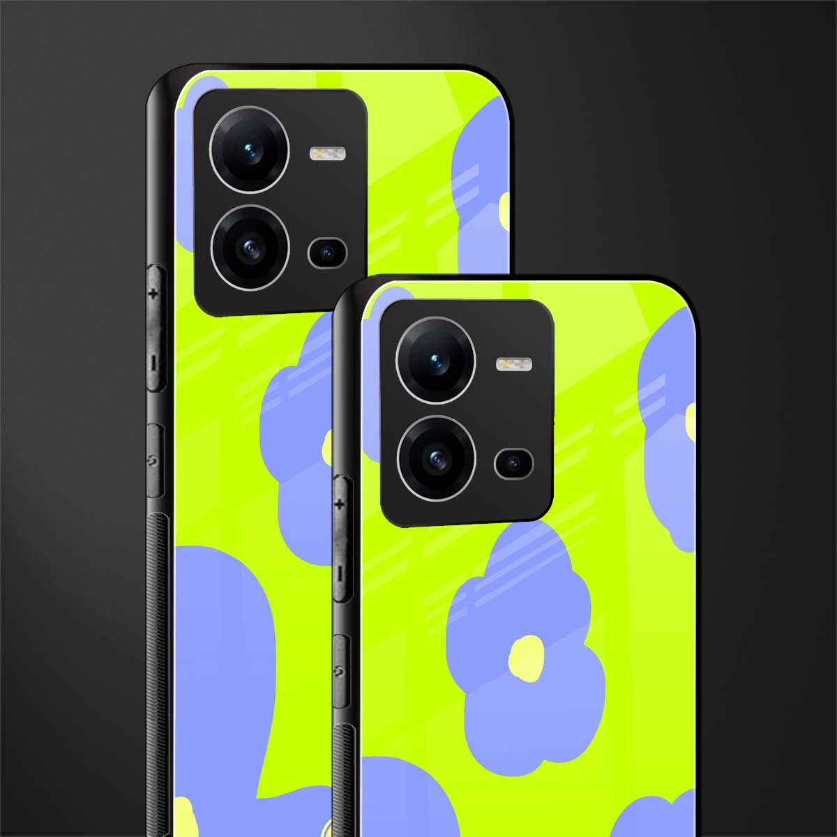 chartreuse arctic flowers back phone cover | glass case for vivo v25-5g