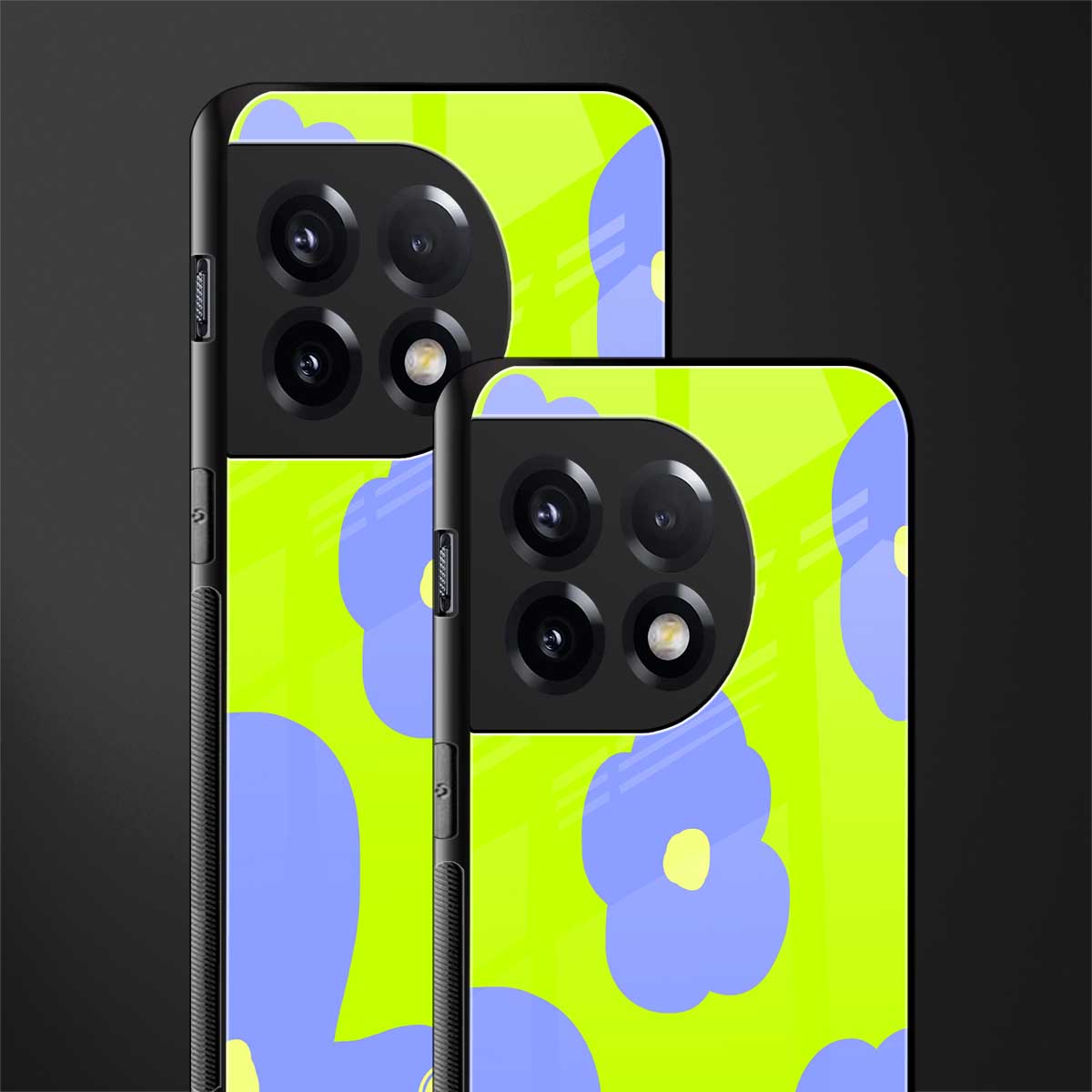chartreuse arctic flowers back phone cover | glass case for oneplus 11r