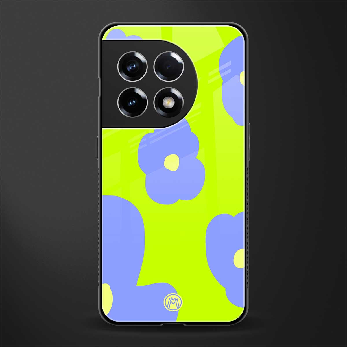 chartreuse arctic flowers back phone cover | glass case for oneplus 11r
