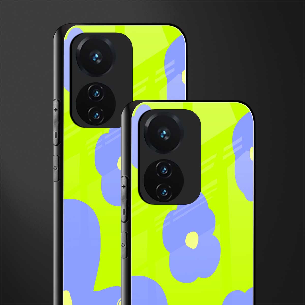 chartreuse arctic flowers back phone cover | glass case for vivo t1 44w 4g