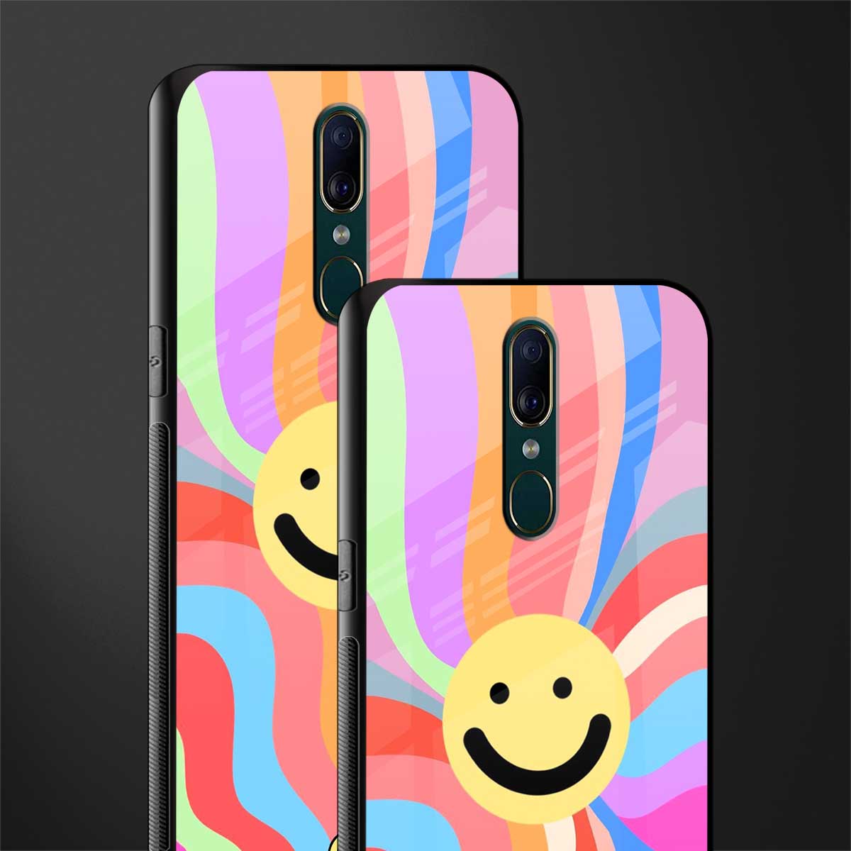 cheerful smiley glass case for oppo a9 image-2