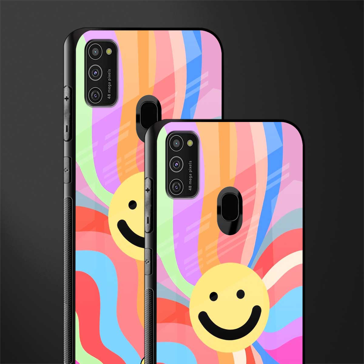 cheerful smiley glass case for samsung galaxy m21 image-2