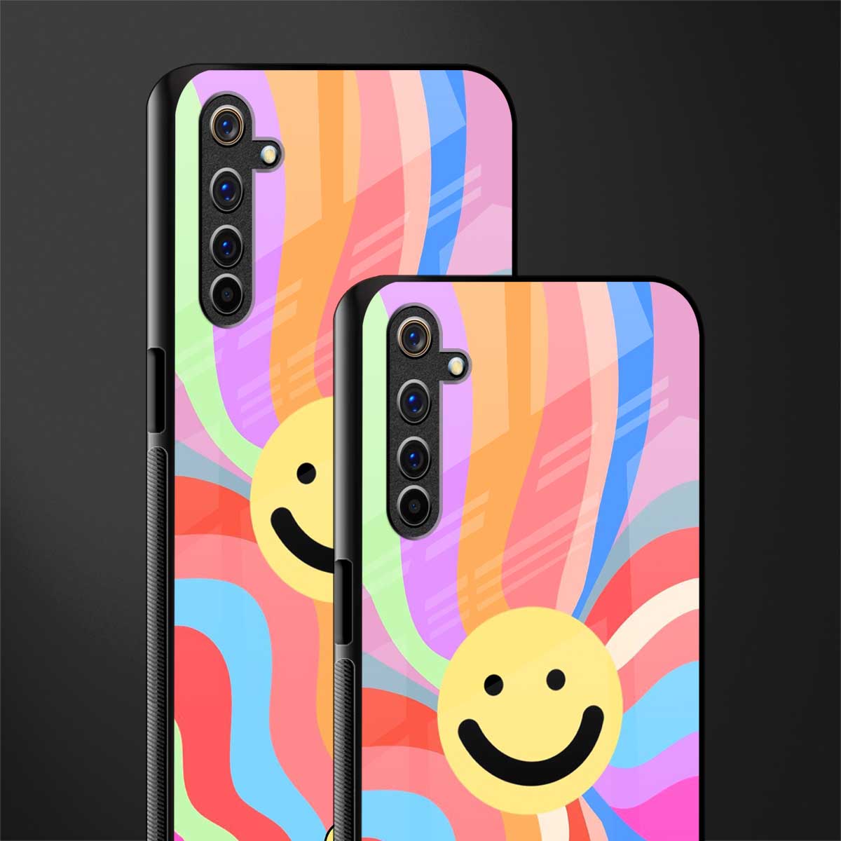 cheerful smiley glass case for realme 6 image-2