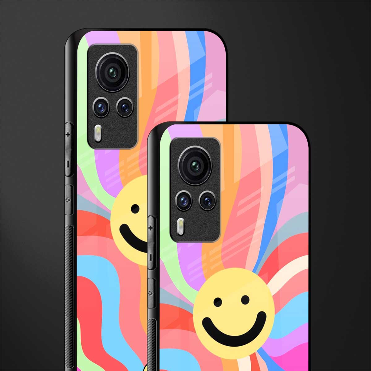 cheerful smiley glass case for vivo x60 pro image-2