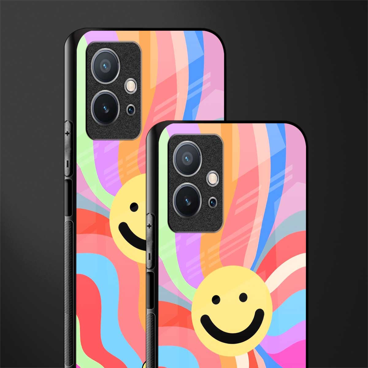 cheerful smiley glass case for vivo y75 5g image-2