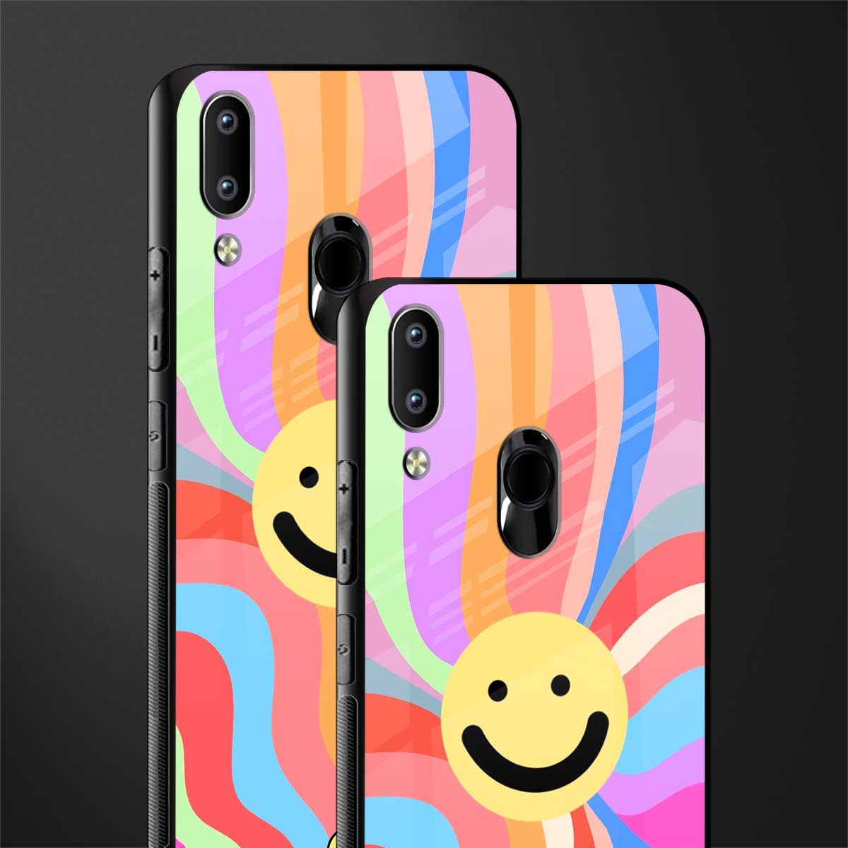 cheerful smiley glass case for vivo y91 image-2