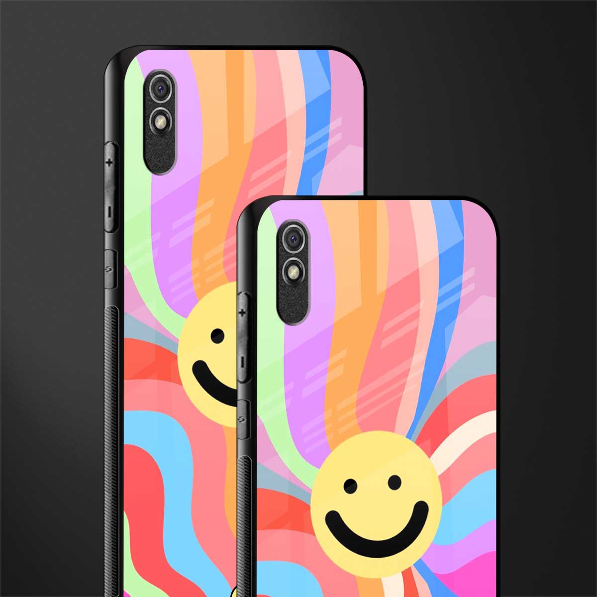 cheerful smiley glass case for redmi 9a image-2