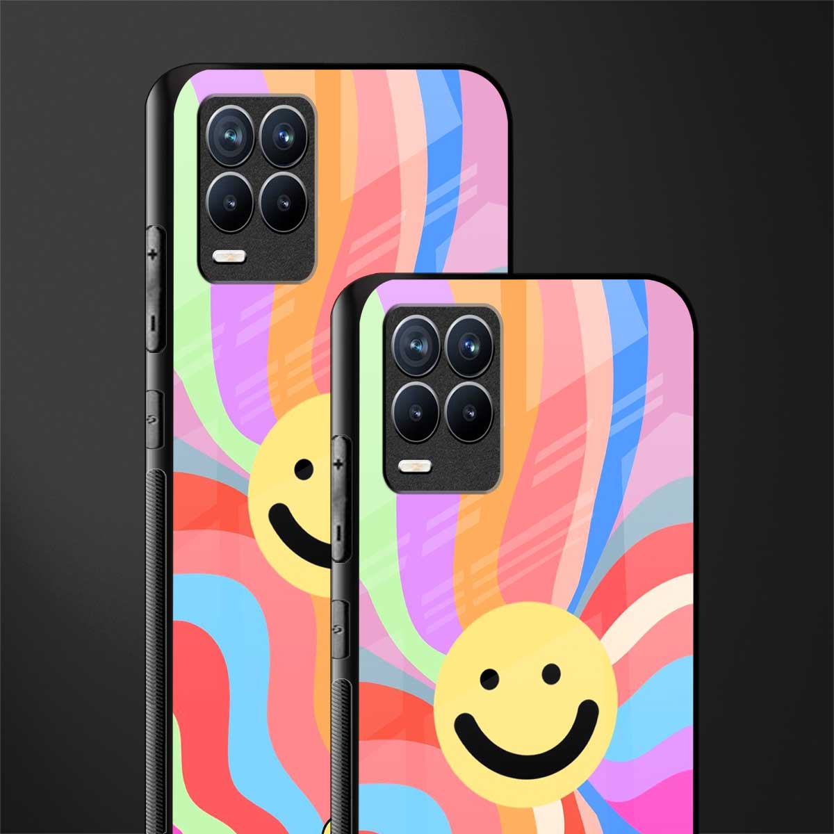 cheerful smiley glass case for realme 8 4g image-2