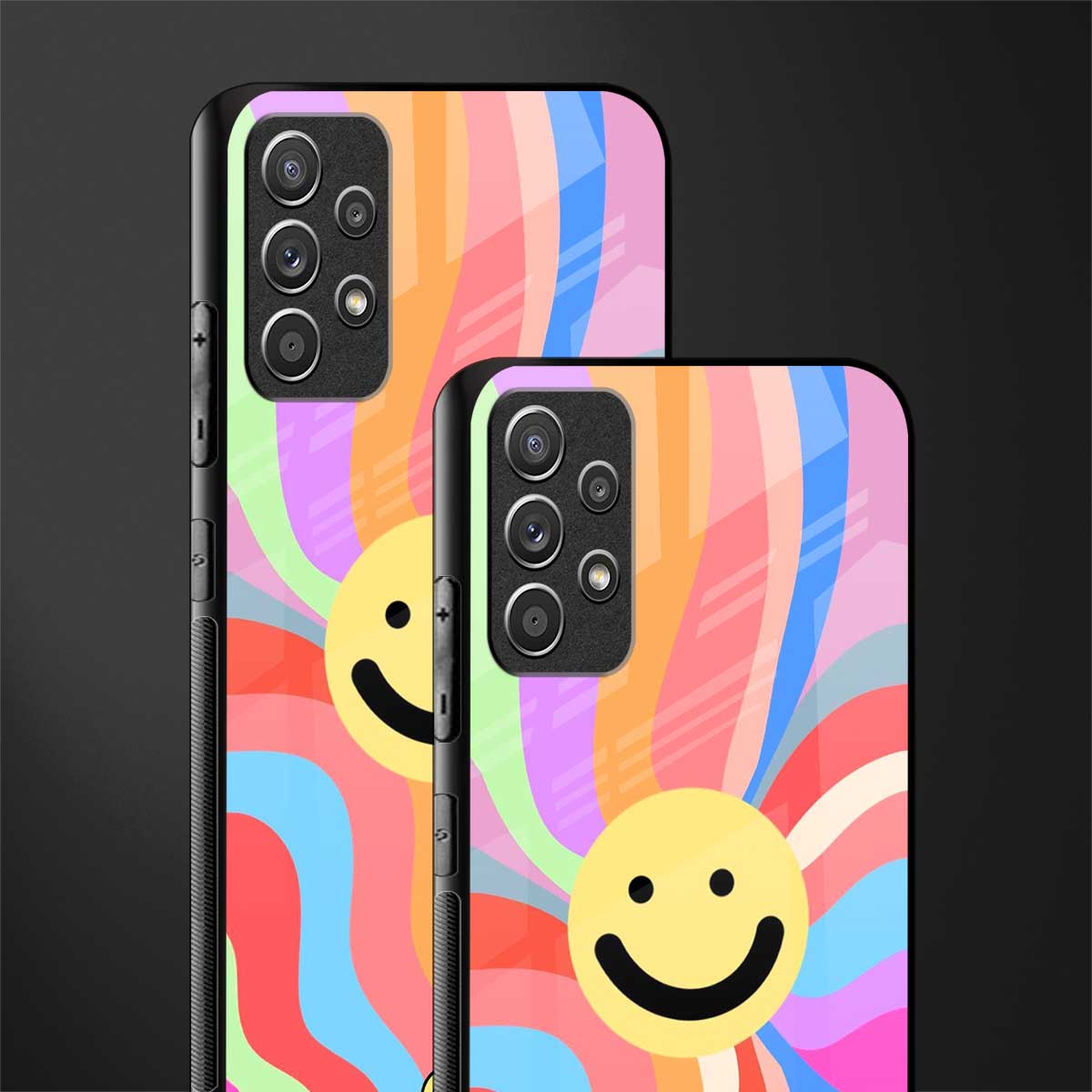 cheerful smiley glass case for samsung galaxy a72 image-2