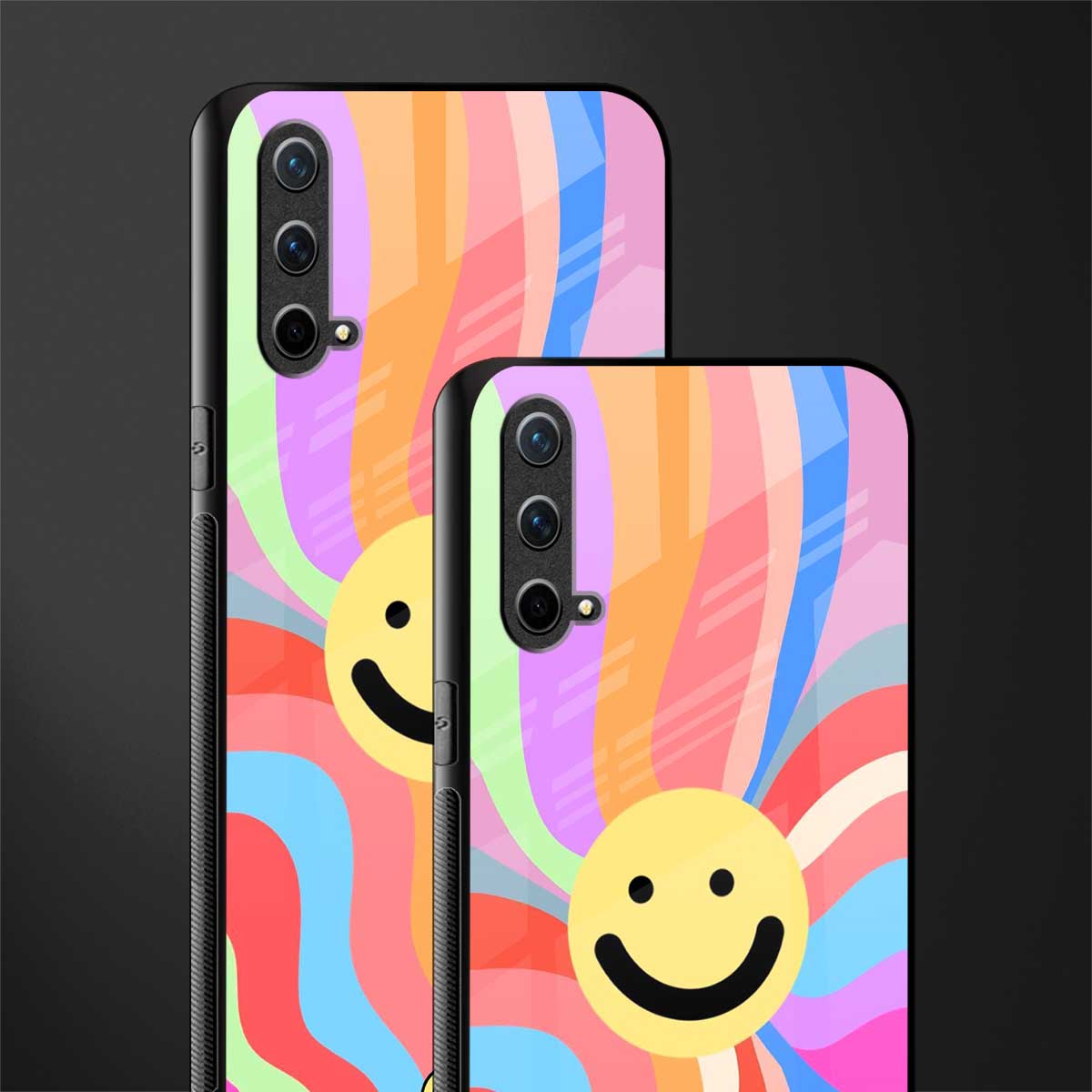 cheerful smiley glass case for oneplus nord ce 5g image-2
