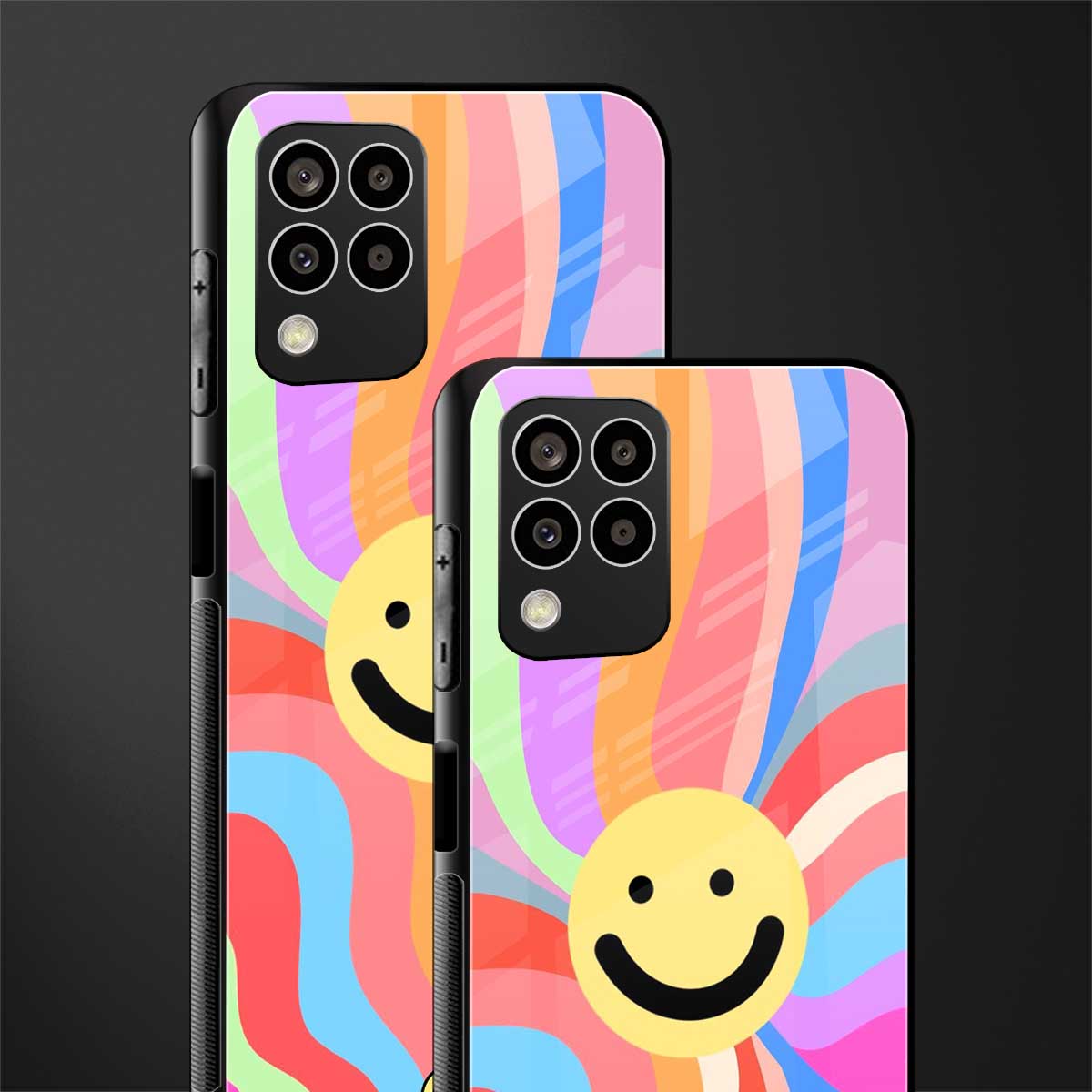 cheerful smiley back phone cover | glass case for samsung galaxy m33 5g