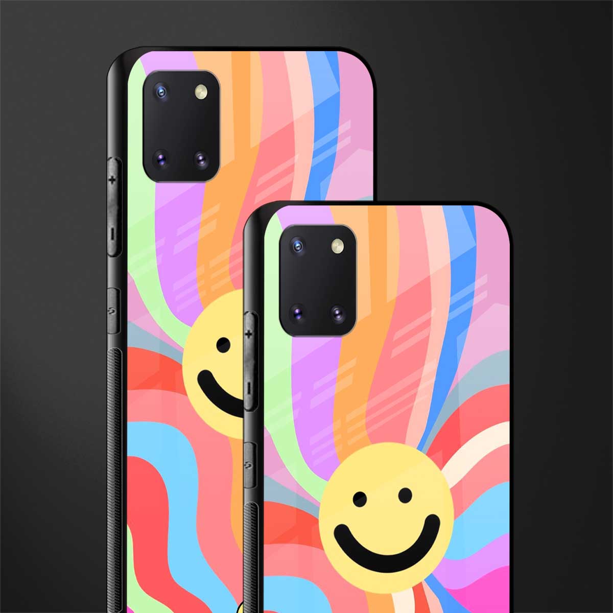 cheerful smiley glass case for samsung a81 image-2