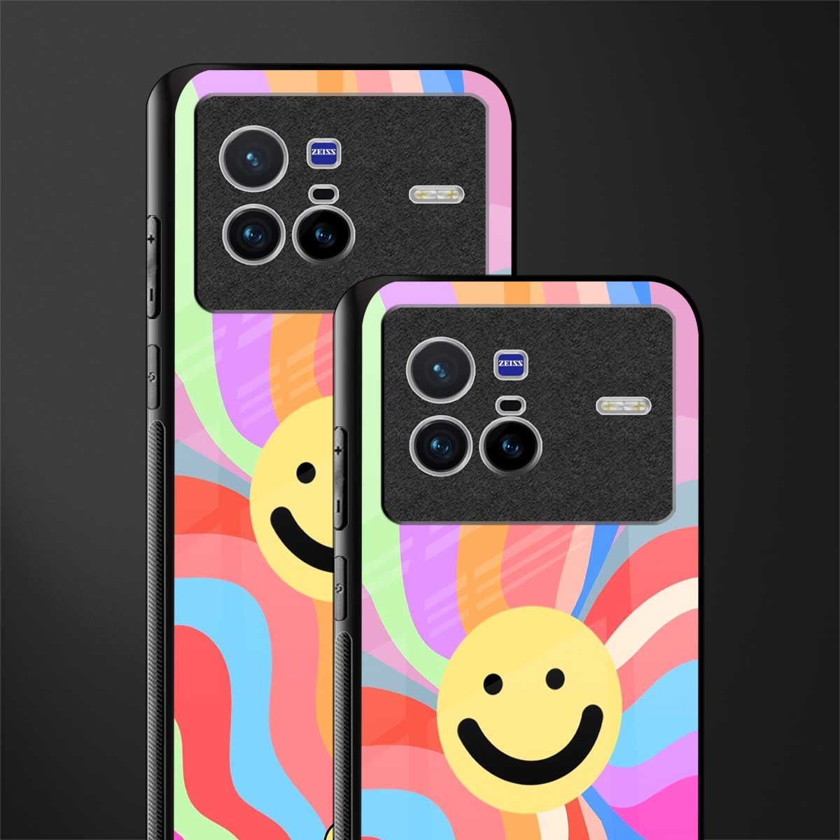 cheerful smiley glass case for vivo x80 image-2
