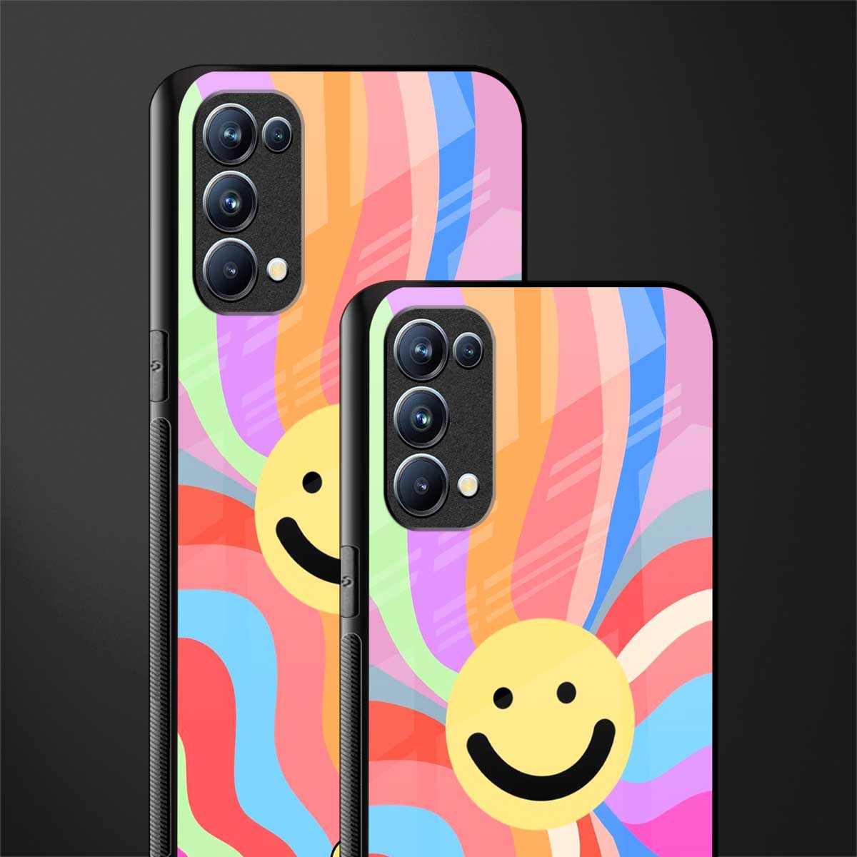 cheerful smiley back phone cover | glass case for oppo reno 5