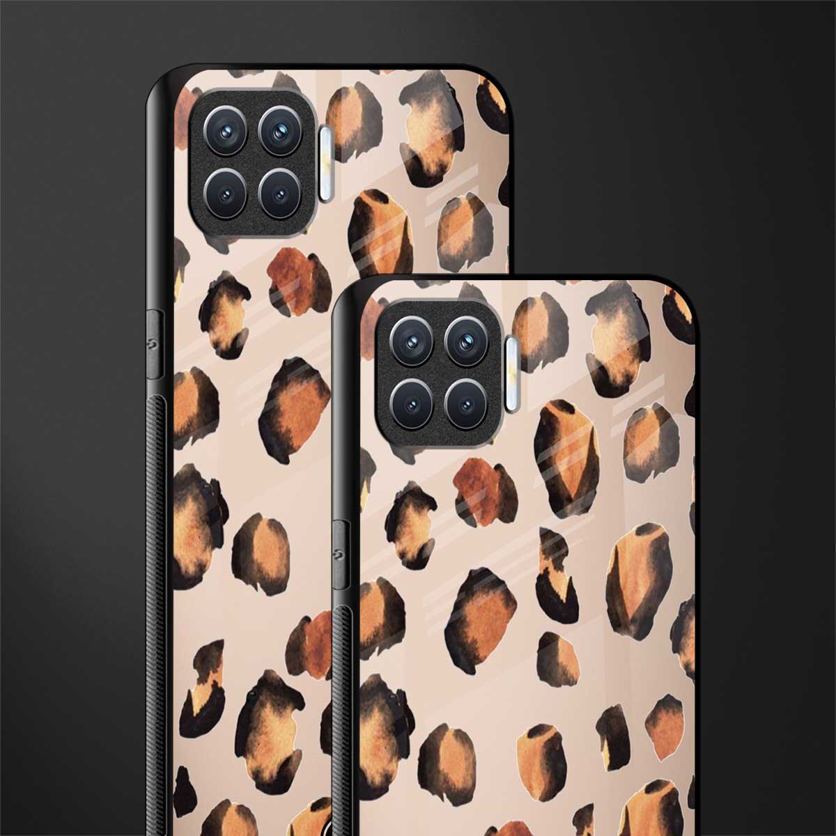 cheetah fur gold edition glass case for oppo f17 pro image-2
