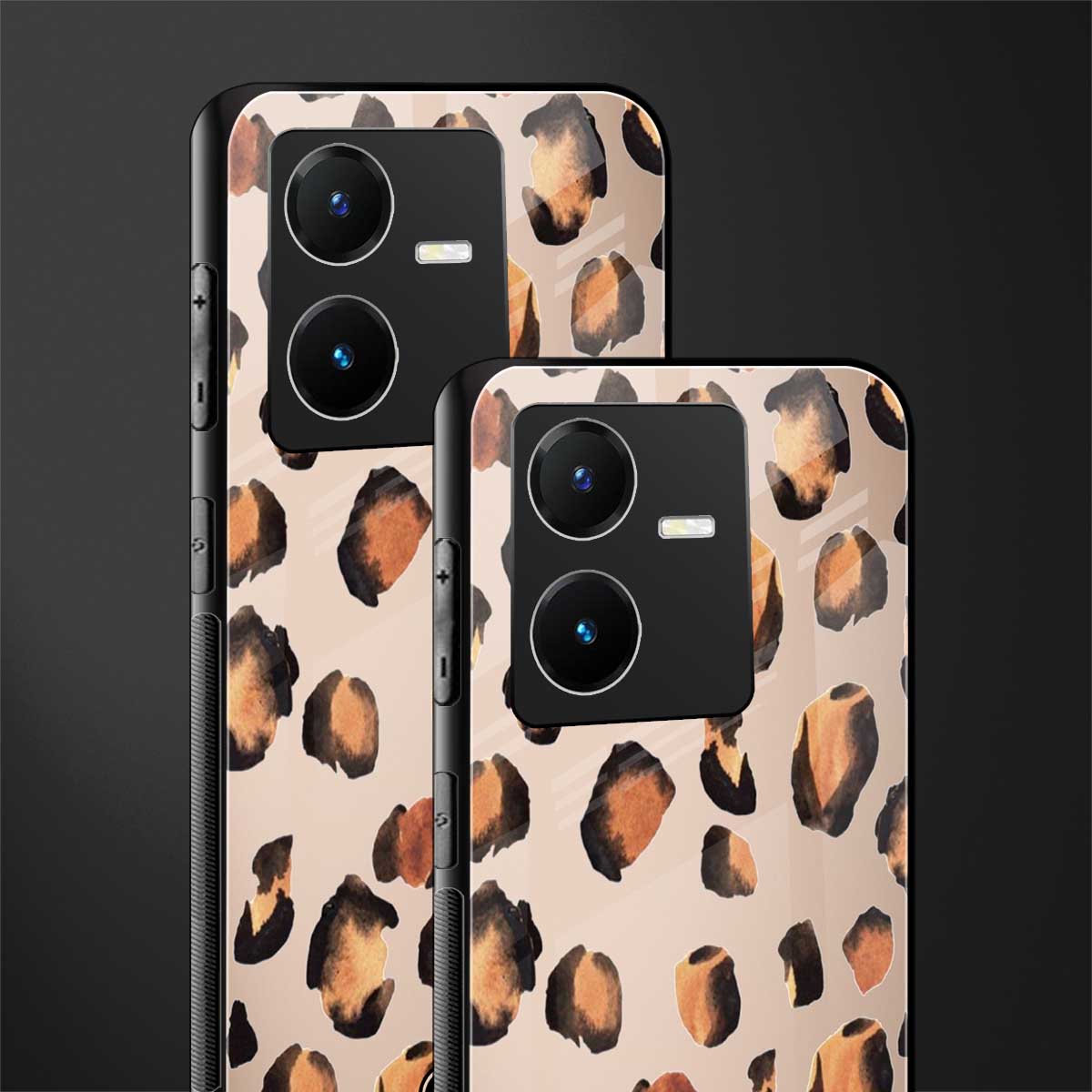 cheetah fur gold edition back phone cover | glass case for vivo y22
