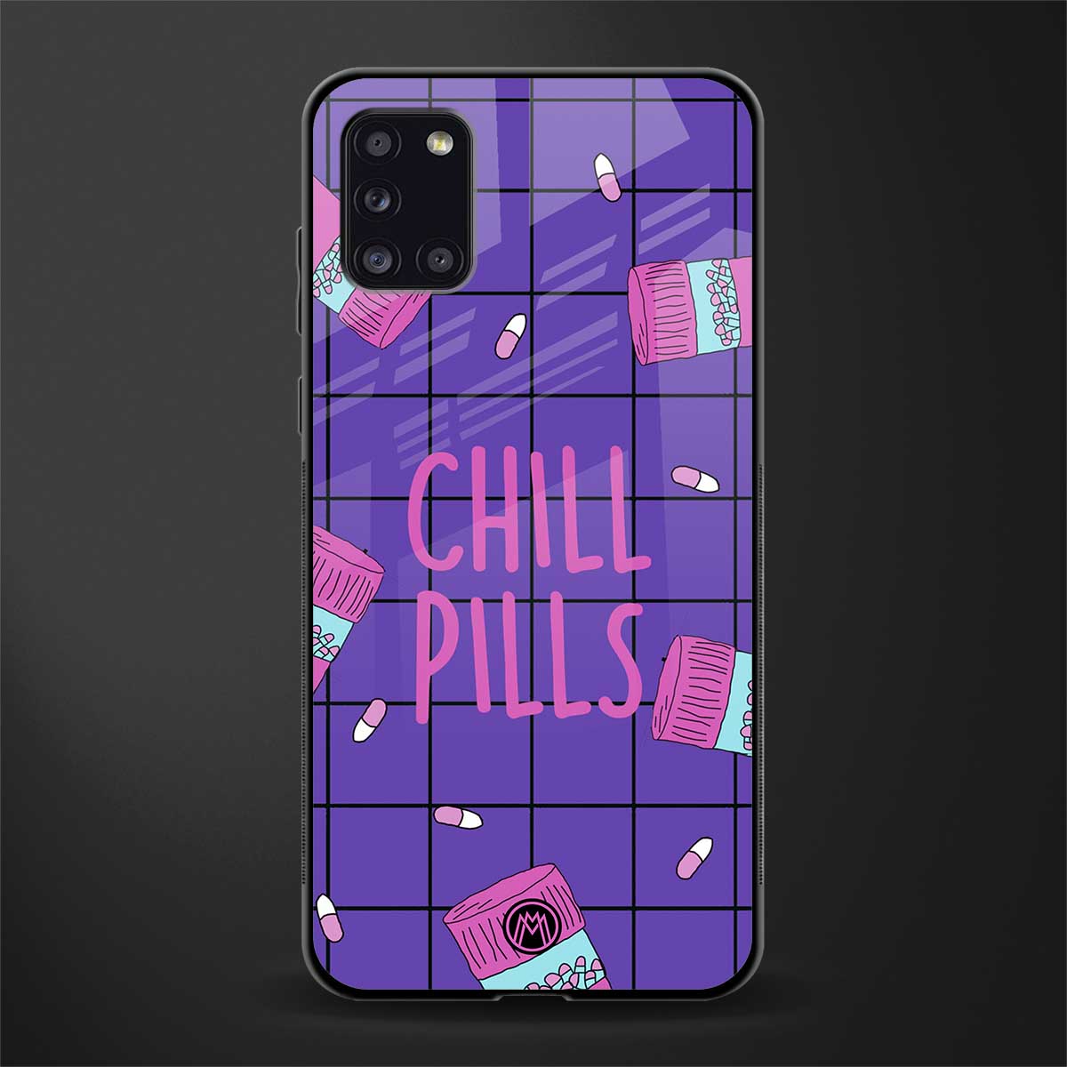 chill pills glass case for samsung galaxy a31 image