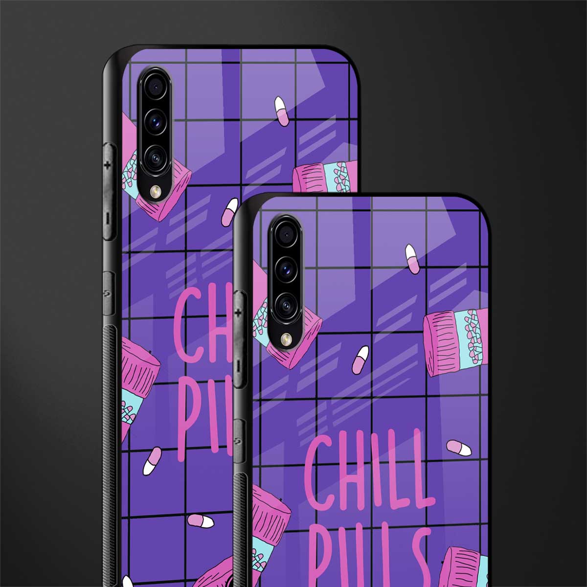 chill pills glass case for samsung galaxy a30s image-2
