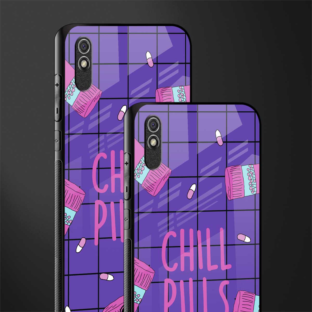 chill pills glass case for redmi 9a image-2
