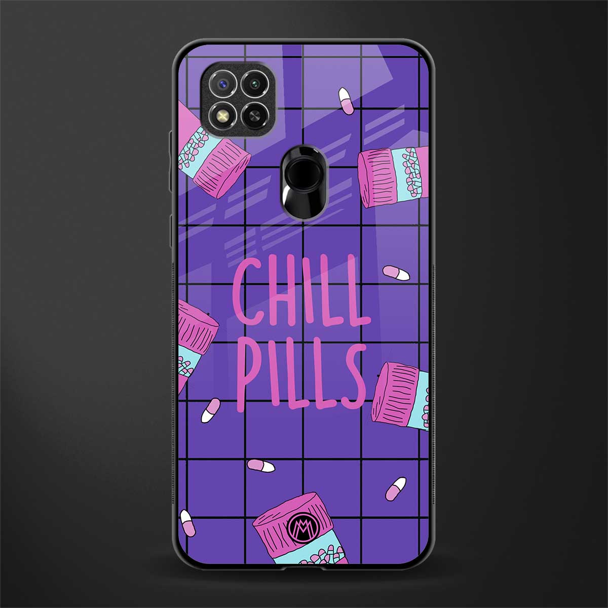 chill pills glass case for redmi 9 image