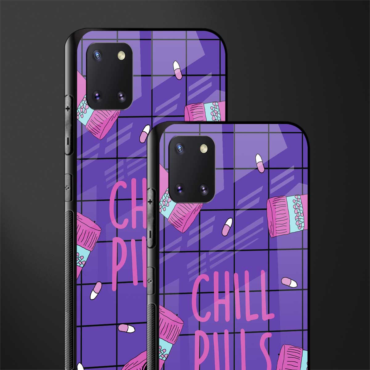 chill pills glass case for samsung a81 image-2