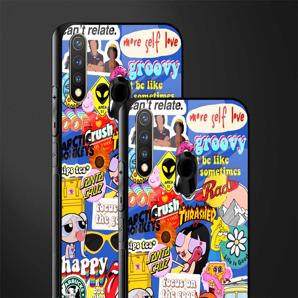 classic collage aesthetic glass case for vivo u20 image-2