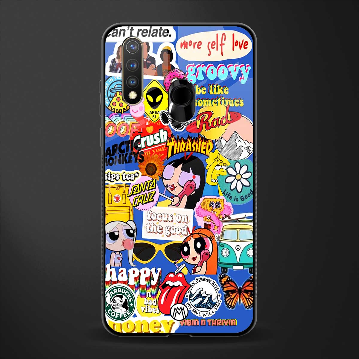 classic collage aesthetic glass case for vivo u20 image