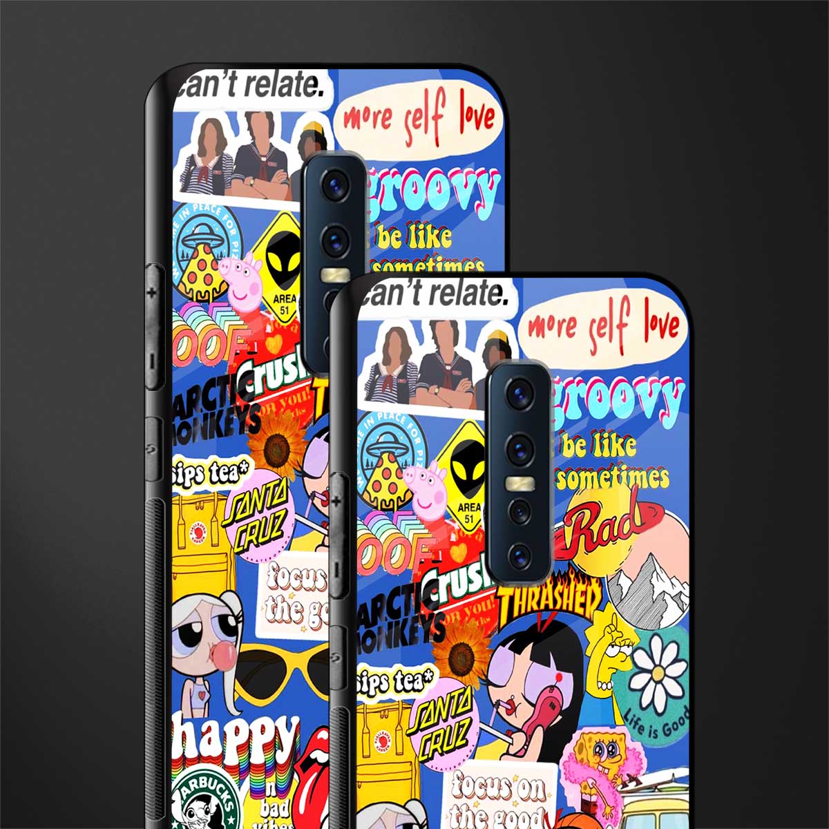 classic collage aesthetic glass case for vivo v17 pro image-2
