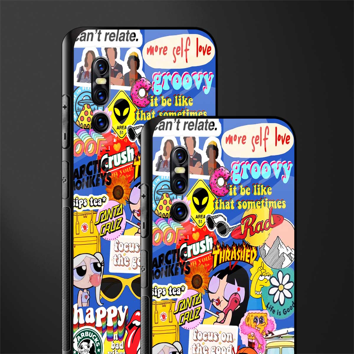 classic collage aesthetic glass case for vivo v15 pro image-2