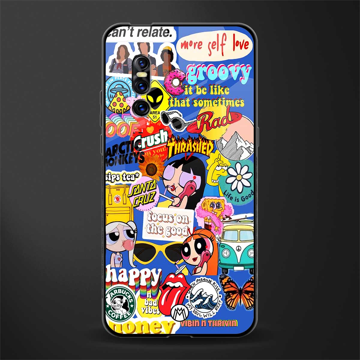 classic collage aesthetic glass case for vivo v15 pro image