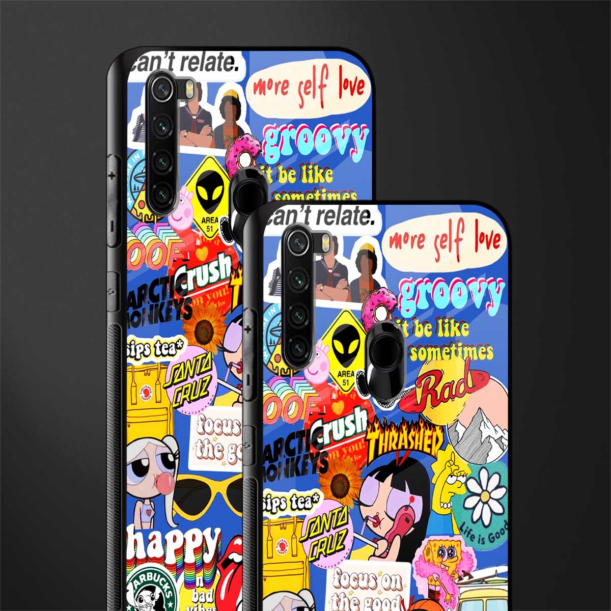 classic collage aesthetic glass case for redmi note 8 image-2
