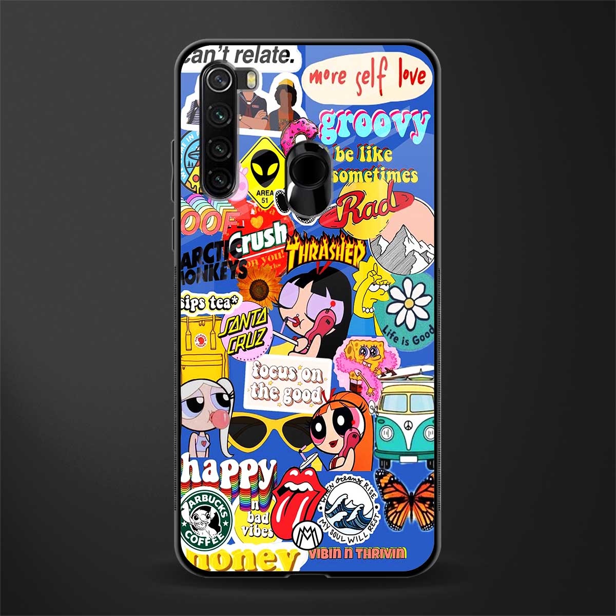classic collage aesthetic glass case for redmi note 8 image