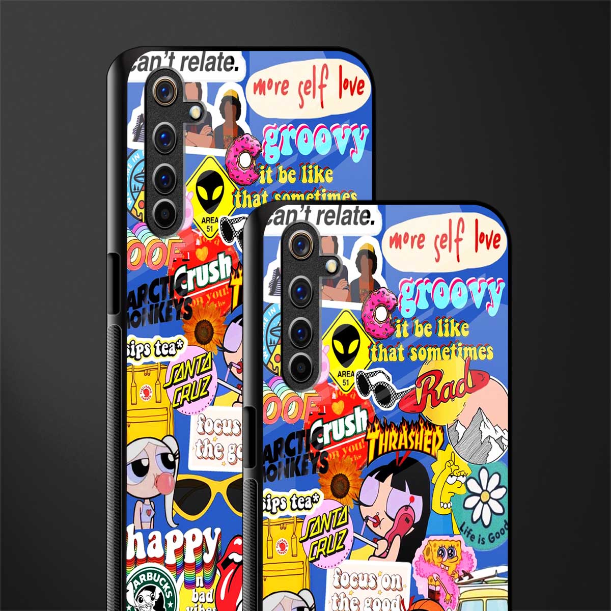 classic collage aesthetic glass case for realme 6i image-2