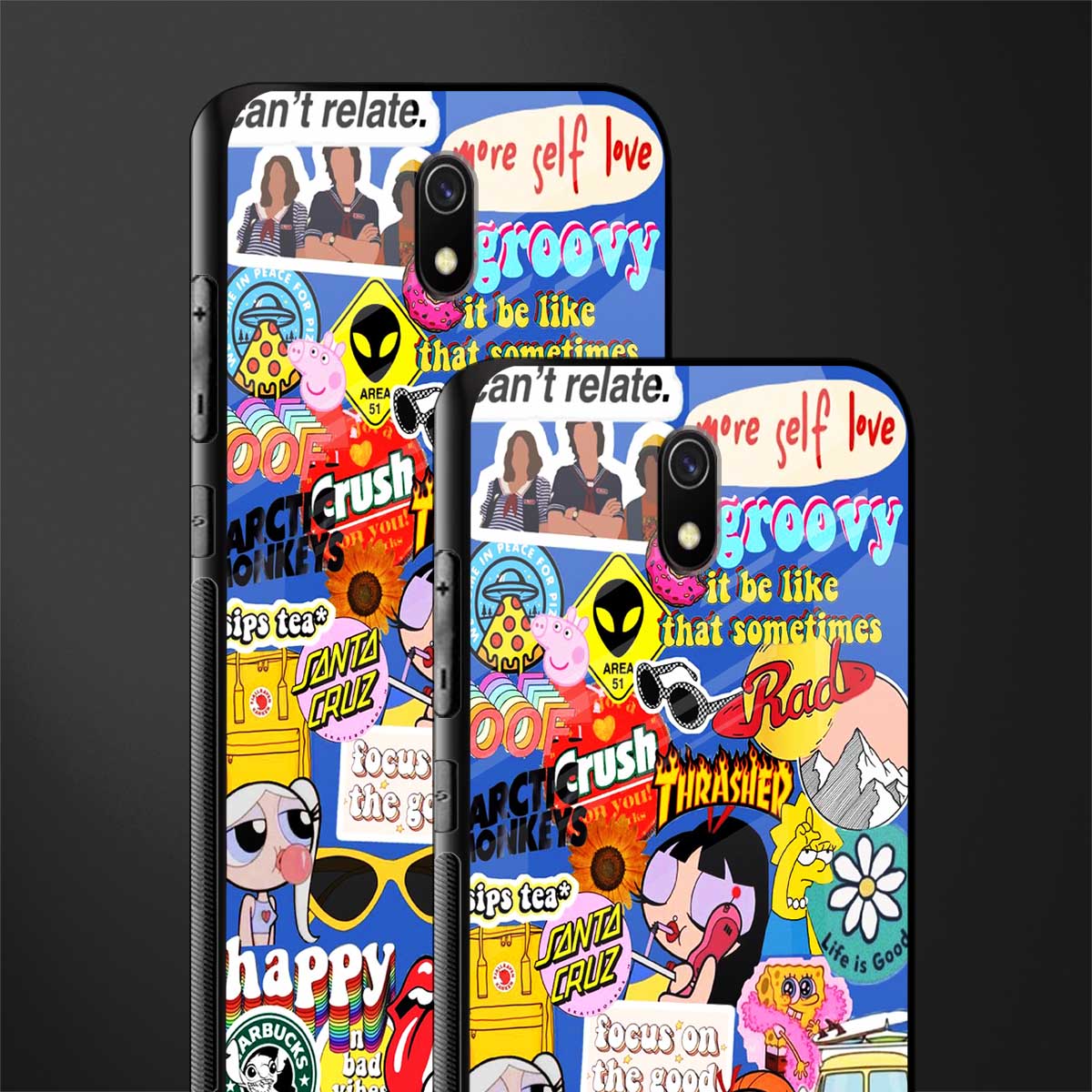 classic collage aesthetic glass case for redmi 8a image-2