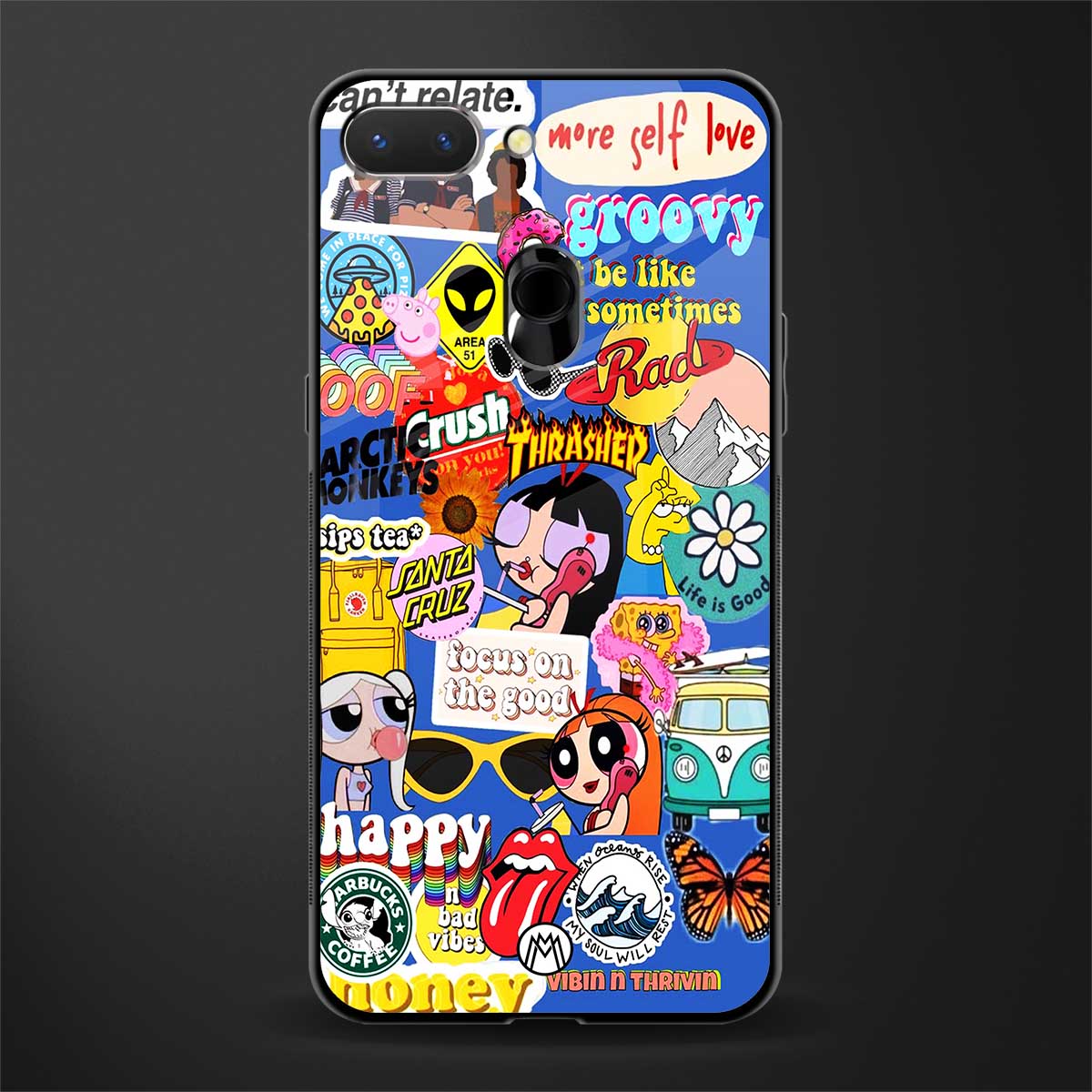 classic collage aesthetic glass case for oppo a5 image