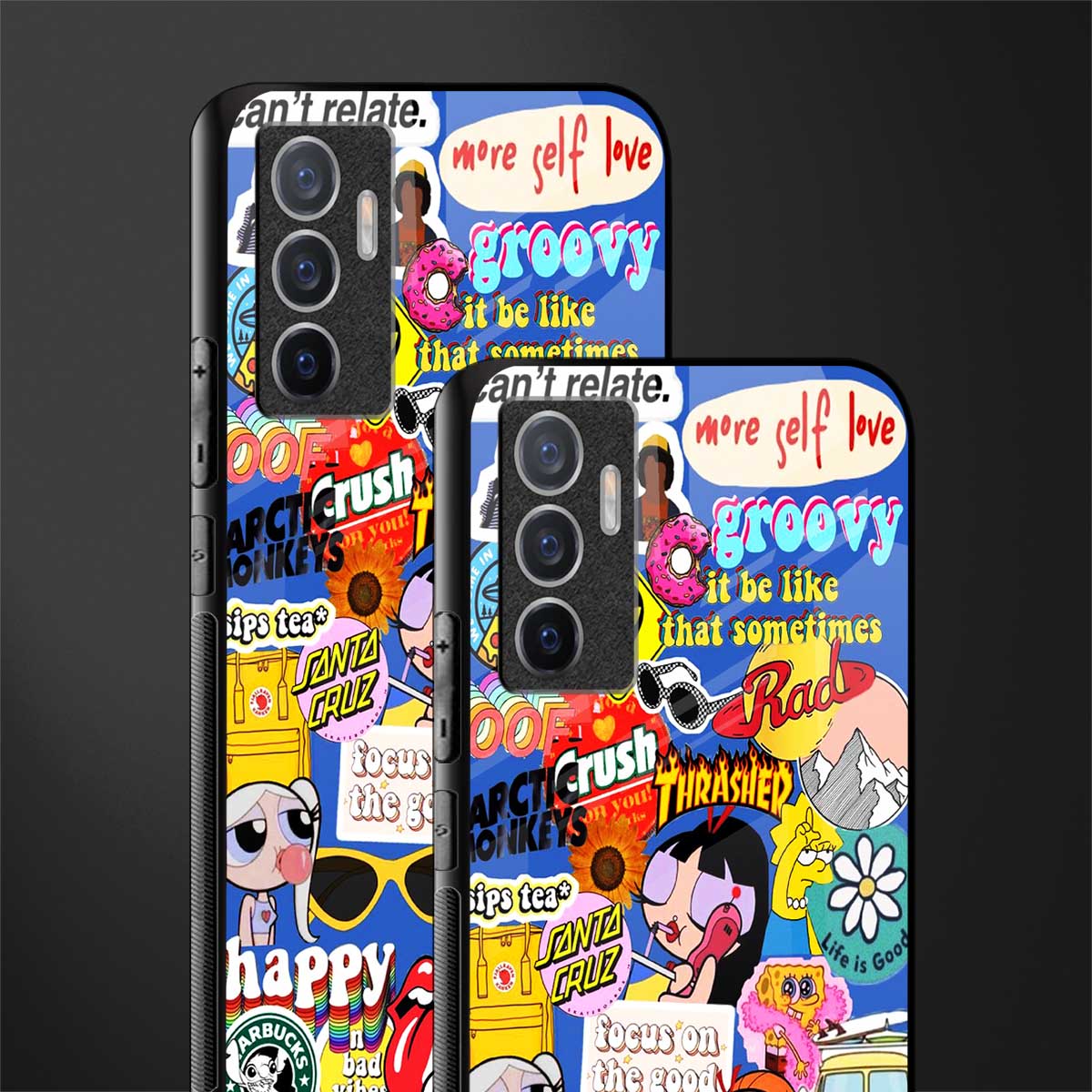 classic collage aesthetic glass case for vivo v23e image-2