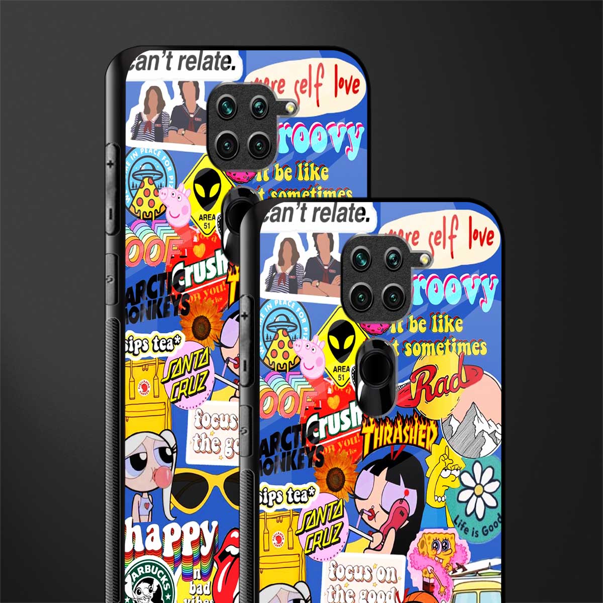 classic collage aesthetic glass case for redmi note 9 image-2
