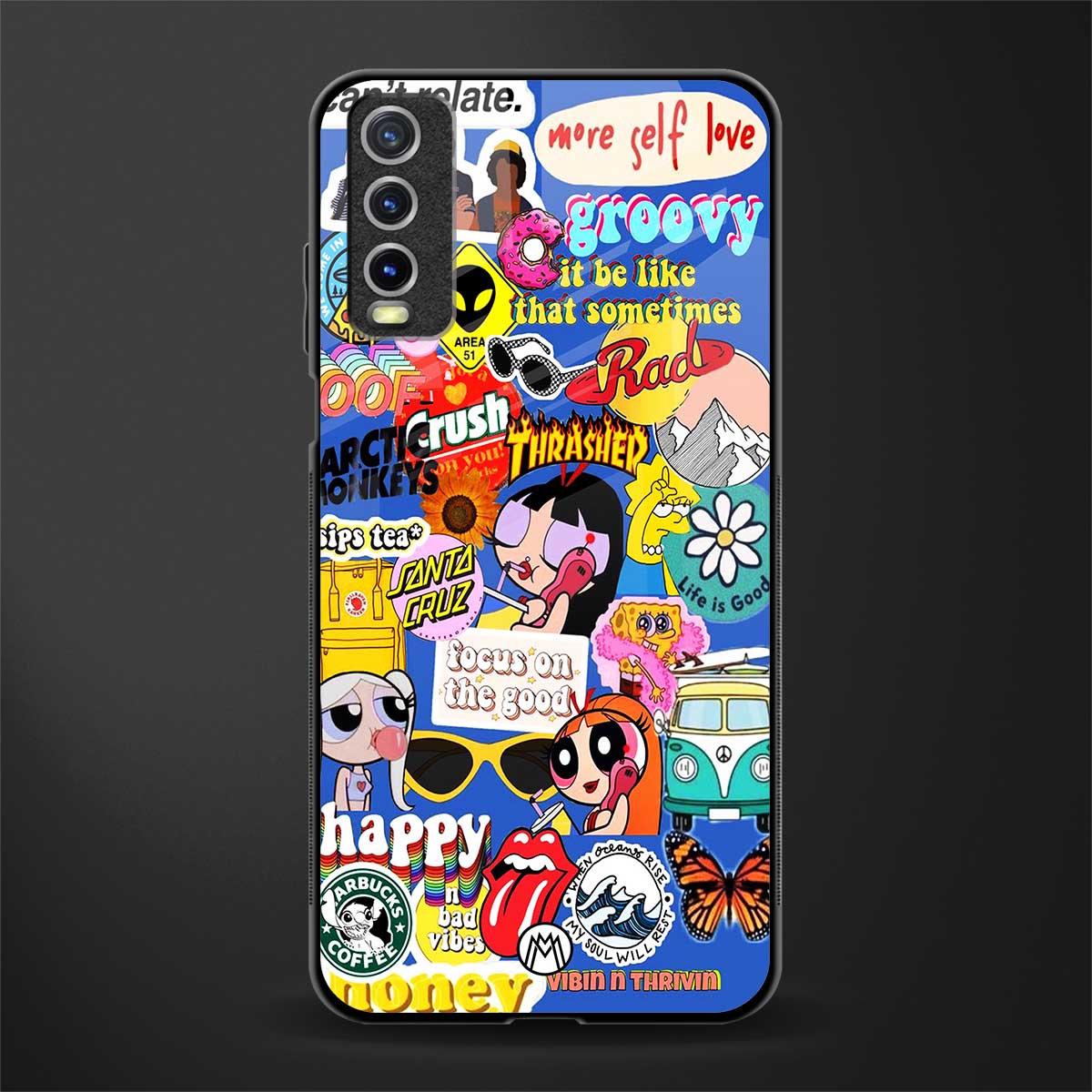 classic collage aesthetic glass case for vivo y20 image