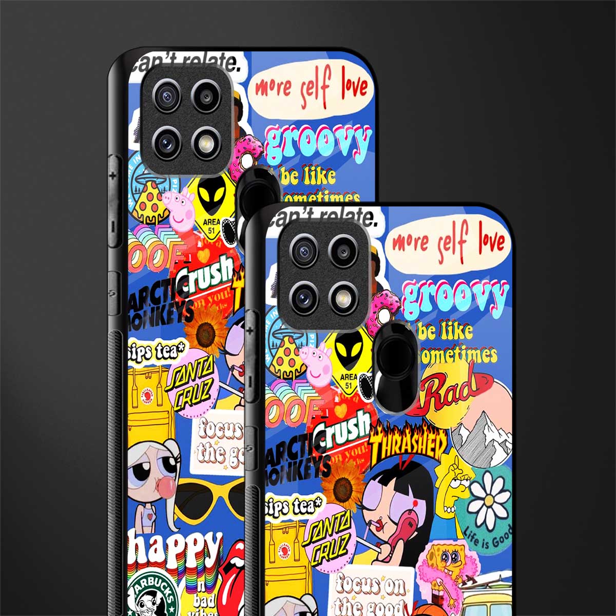 classic collage aesthetic glass case for oppo a15 image-2